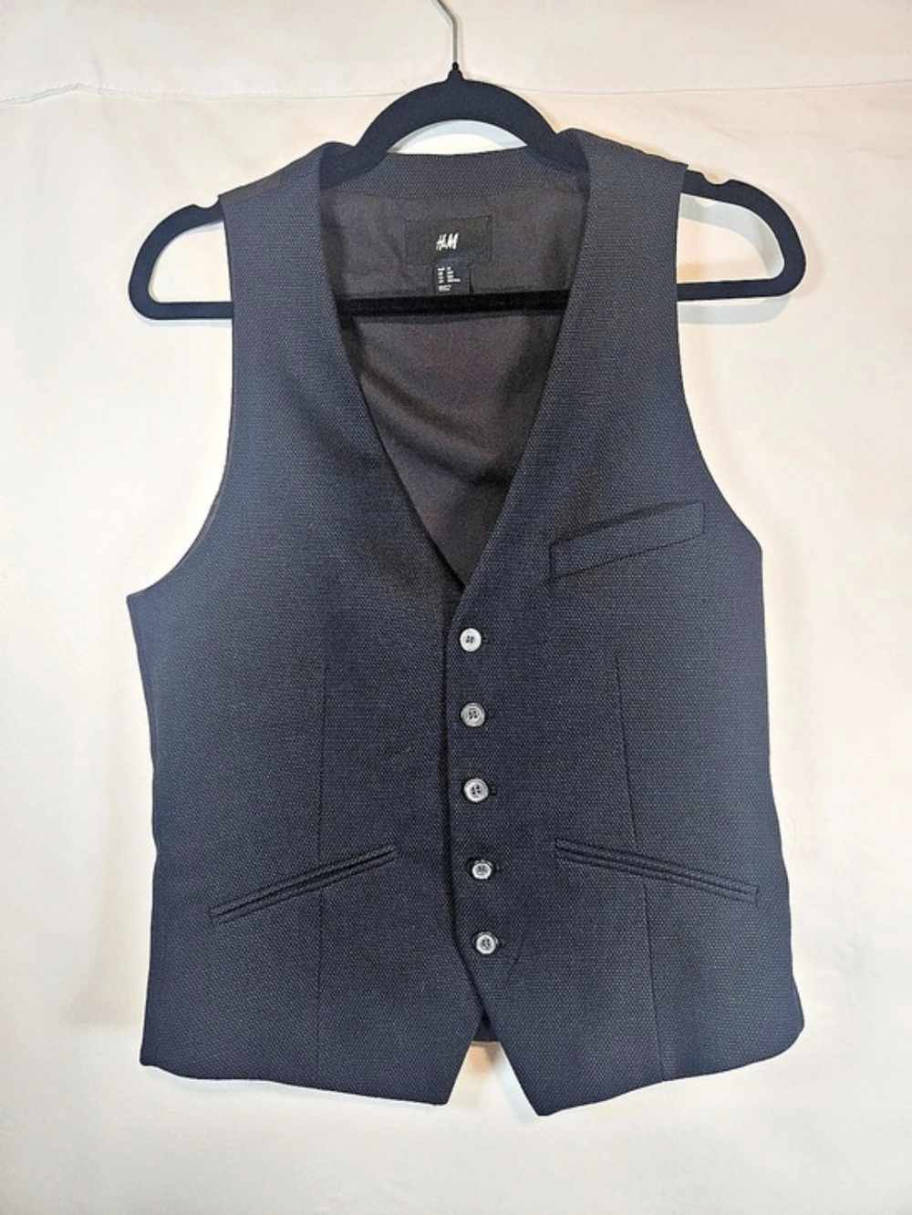 H&M Men's Slim-Fit Suit Vest Black Waistcoat 36R